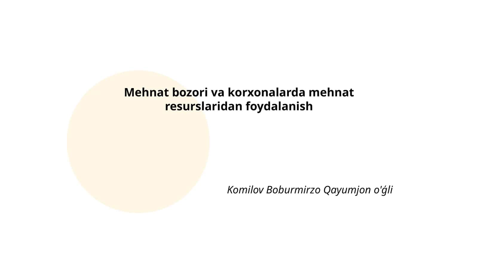 Mehnat Bozori va Korxonalarda Mehnat Resurslaridan Foydalanish
