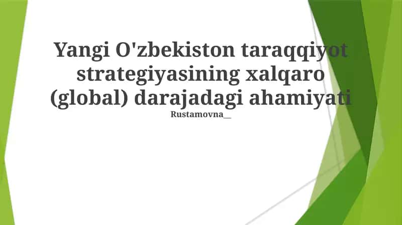 O'zbekistonning Yangi Rivojlanish Strategiyasi