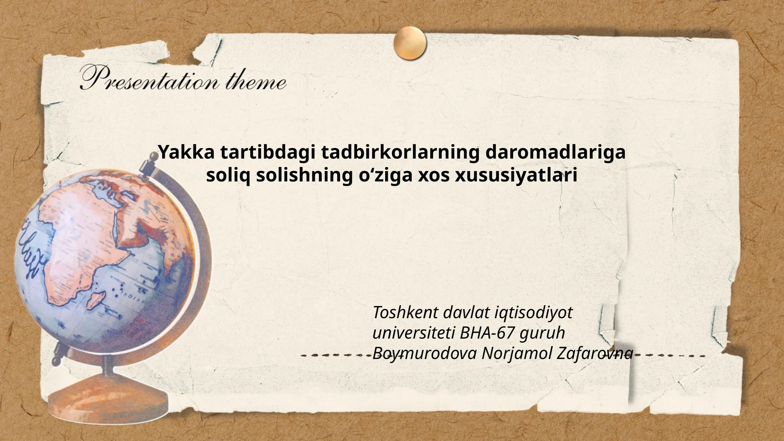 Yakka tartibdagi tadbirkorlarning daromadlariga soliq solishning oʻziga xos xususiyatlari