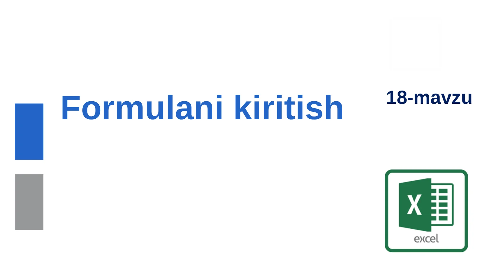 Excel dasturida Formulani kiritish