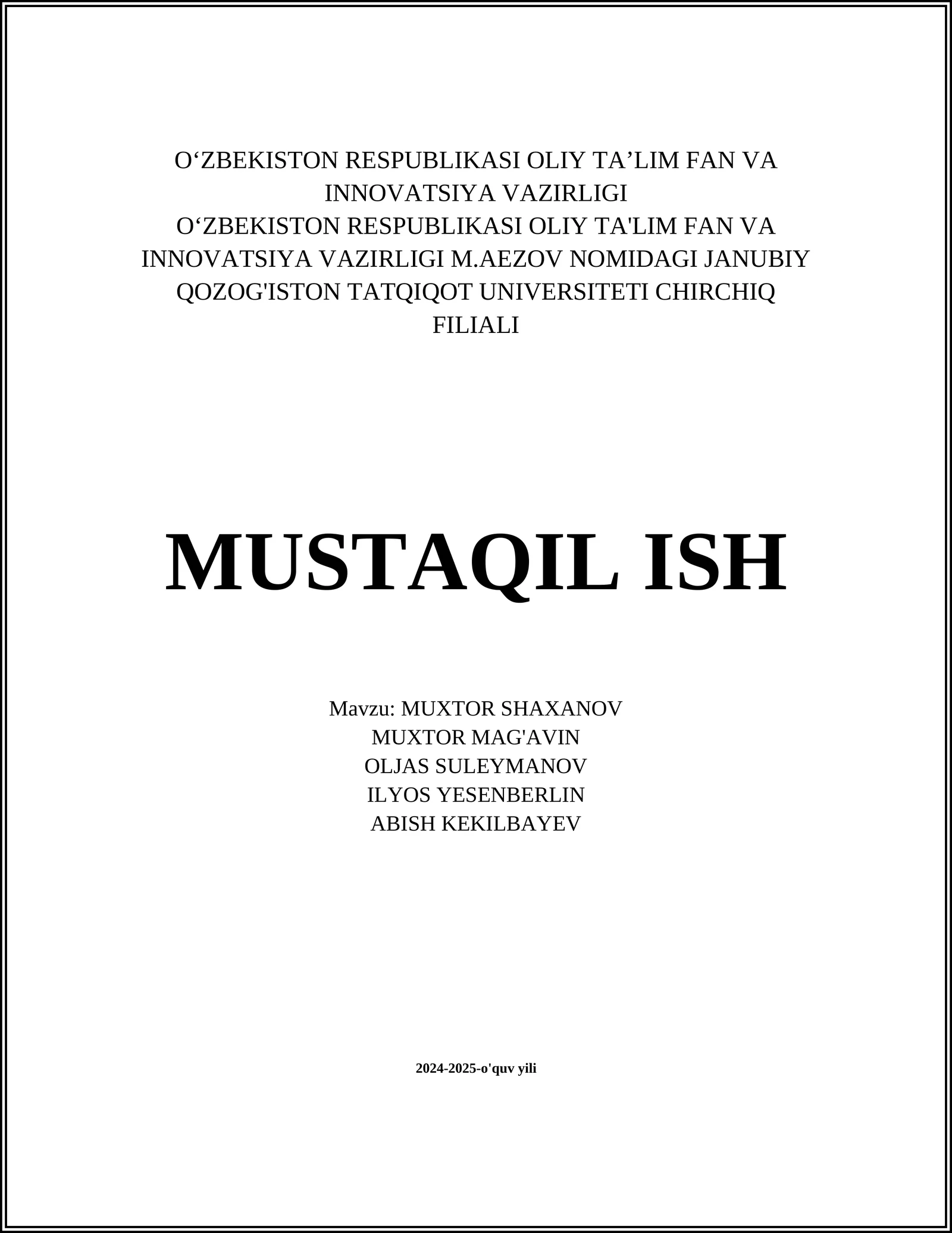 Muxtor Shoxonov ijodi