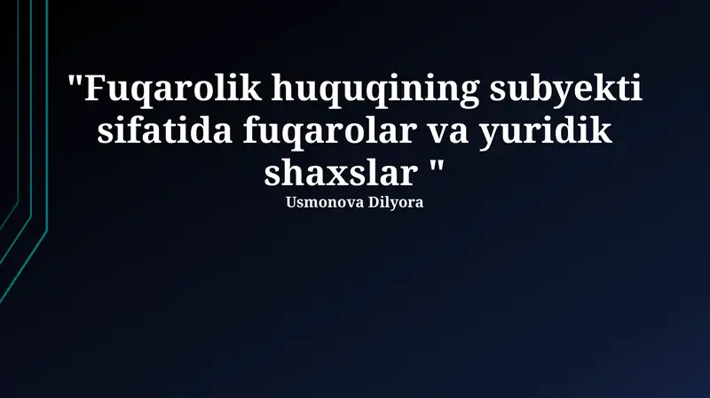 Fuqarolik huquqi subyektlari