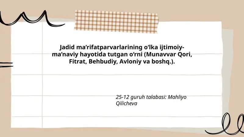 Jadid ma’rifatparvarlarining o'lkaijtimoiy-ma'naviy hayotida tutgan o‘rni