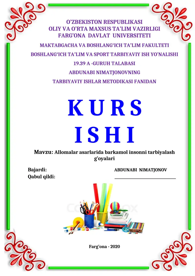TARBIYAVIY ISHLAR METODIKASI