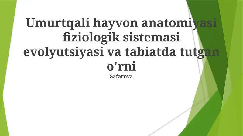 Umurtqali Hayvon Anatomiyasi va Fiziologiyasi