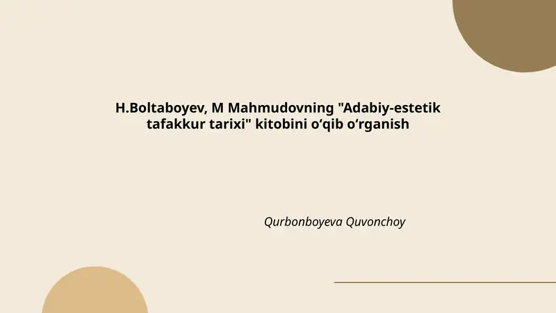 Adabiy-estetik tafakkur tarixi