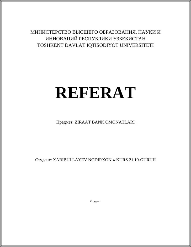 Ziraat Bank Omonatlari