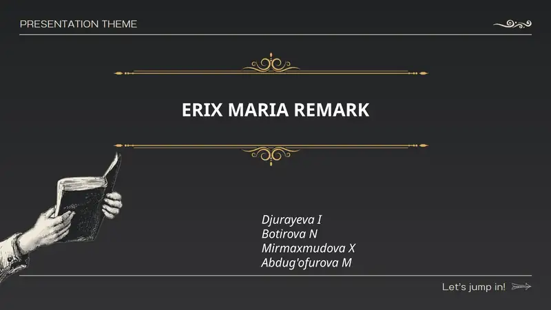 ERIX MARIA REMARKning hayoti va ijodiy yo'li
