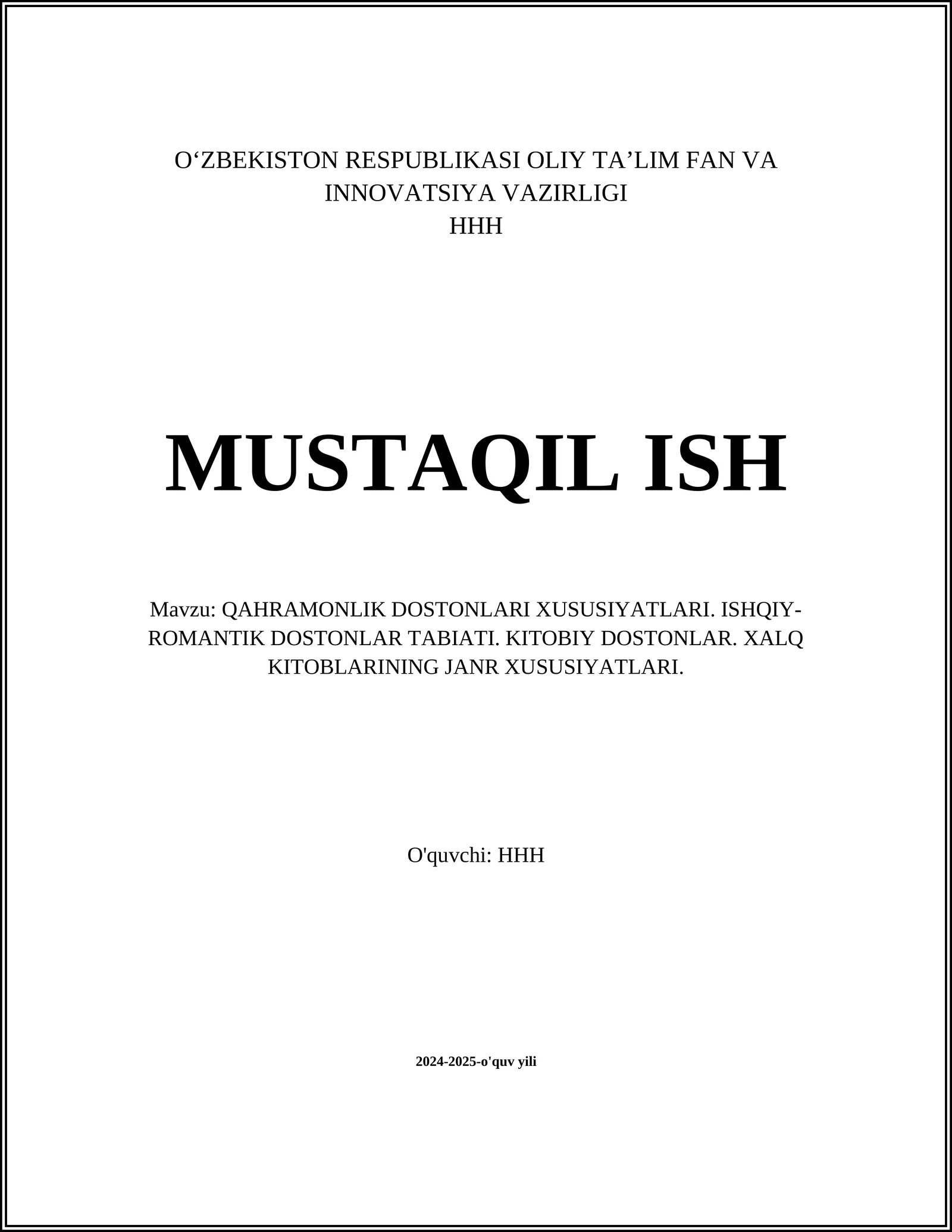 QAHRAMONLIK DOSTONLARI
