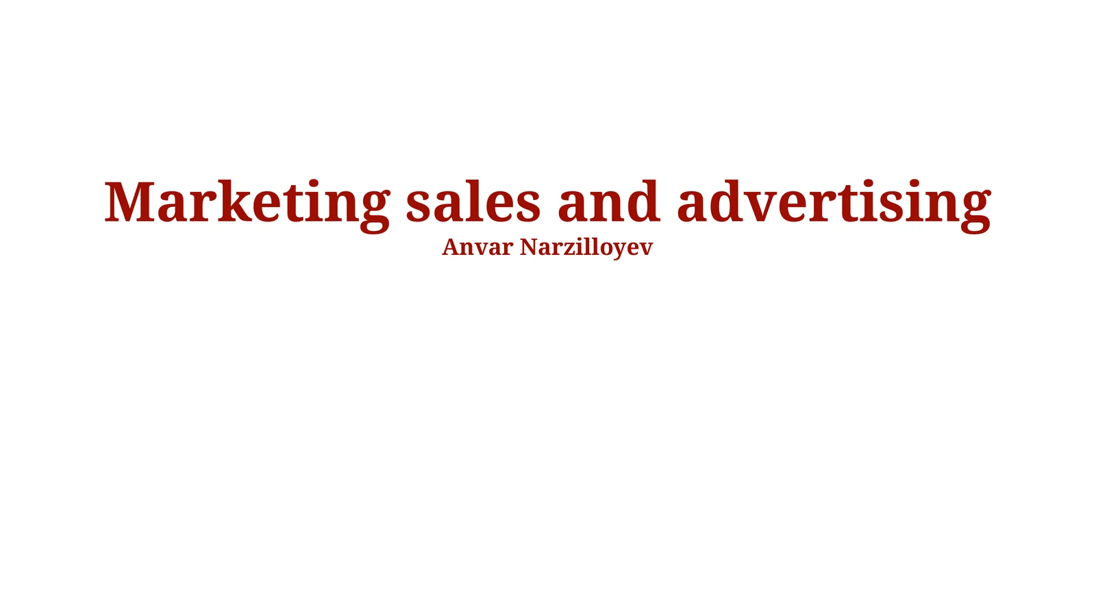 Marketing sales and advertising