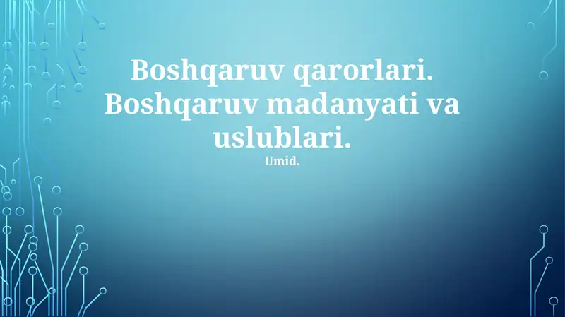 Boshqaruv Qarorlari