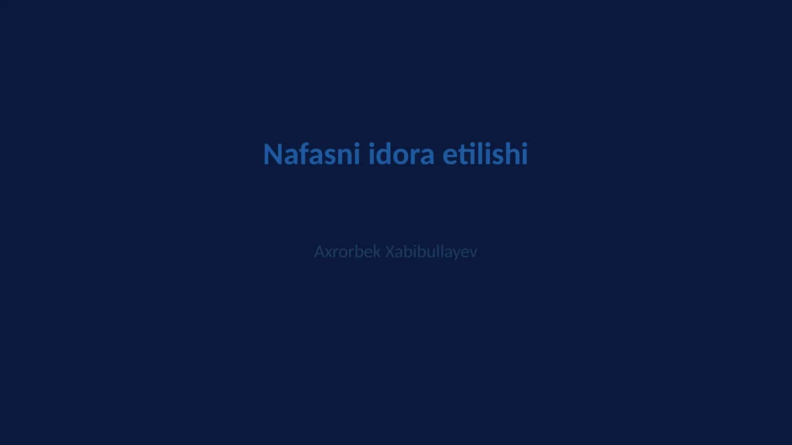 Nafasni idora etilishi