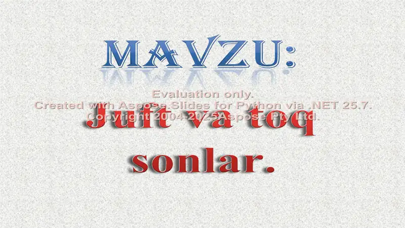 Juft va toq sonlar