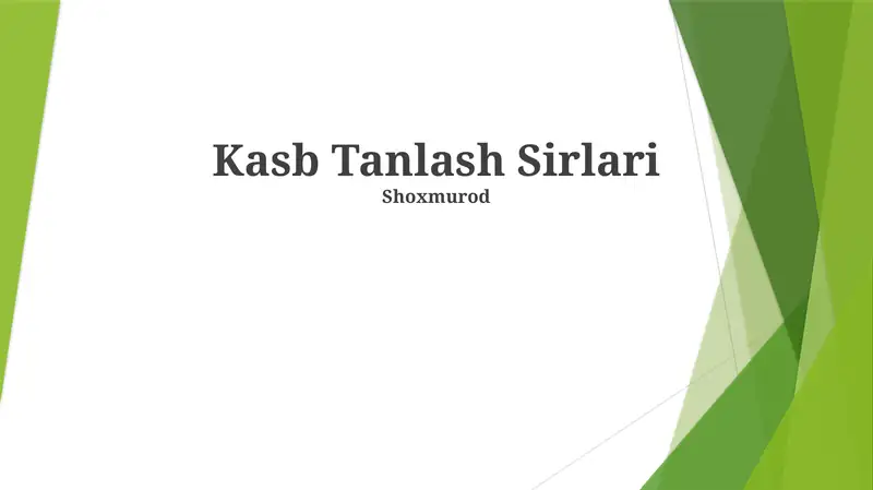 Kasb Tanlash Sirlari