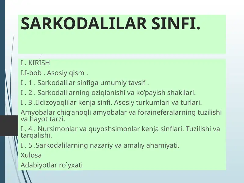 SARKODALILAR SINFI.
