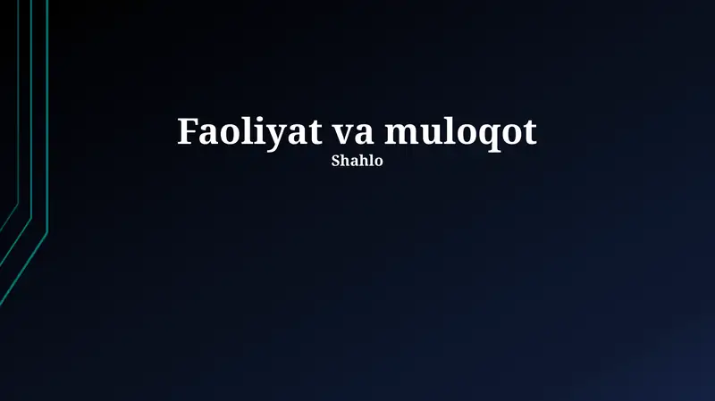 Faoliyat va Muloqot