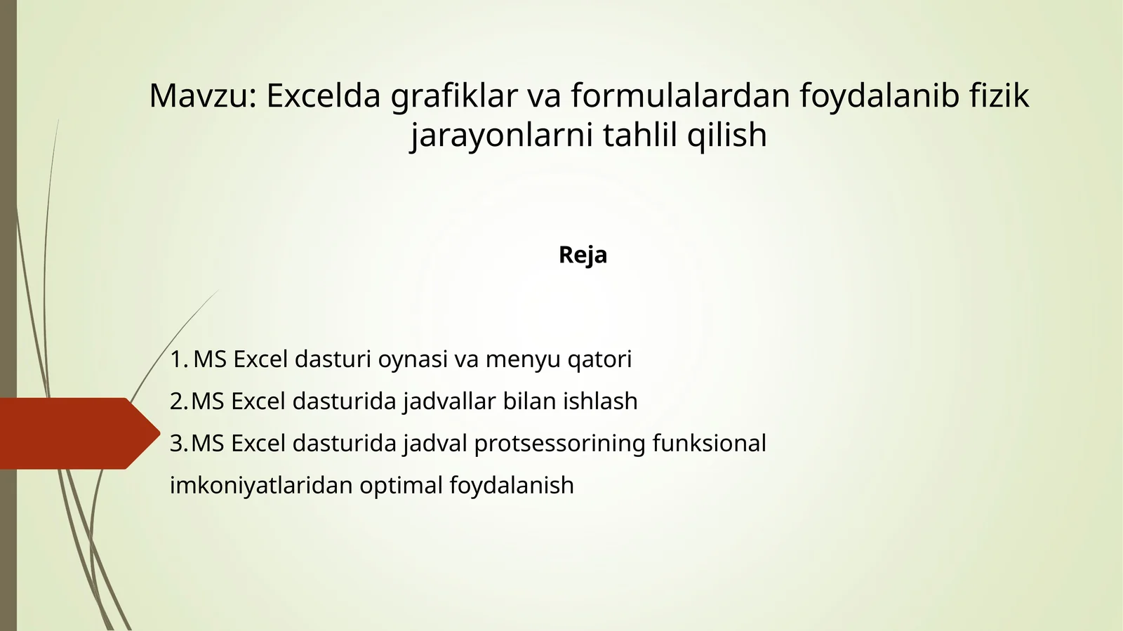 Excelda grafiklar va formulalardan foydalanib fizik jarayonlarni tahlil qilish