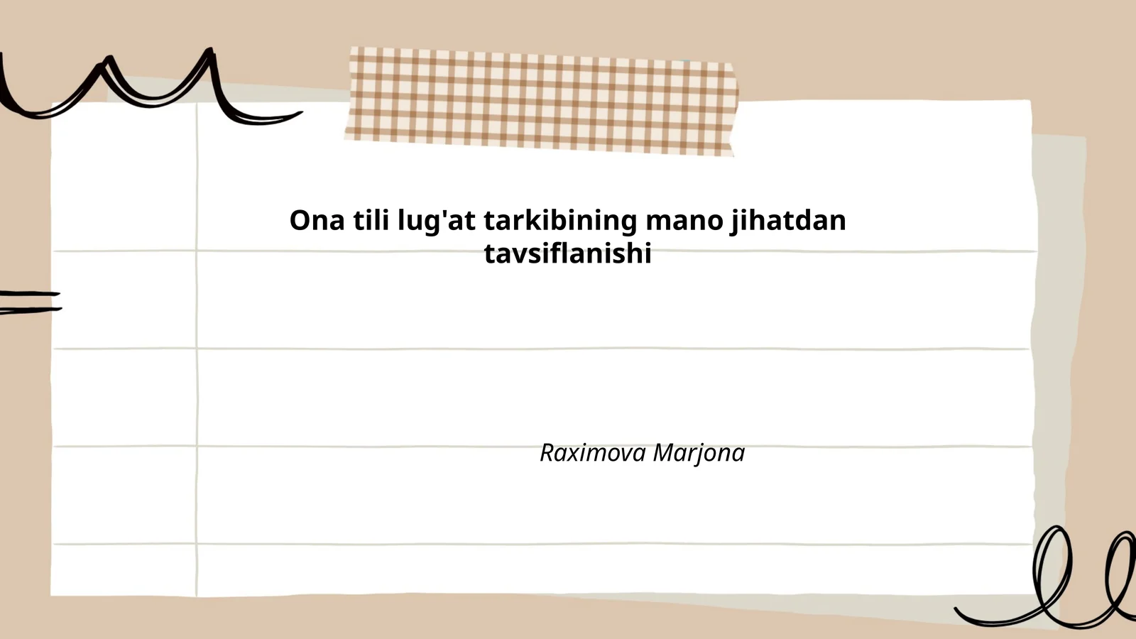 Ona tili lug'at tarkibining mano jihatdan tavsiflanishi