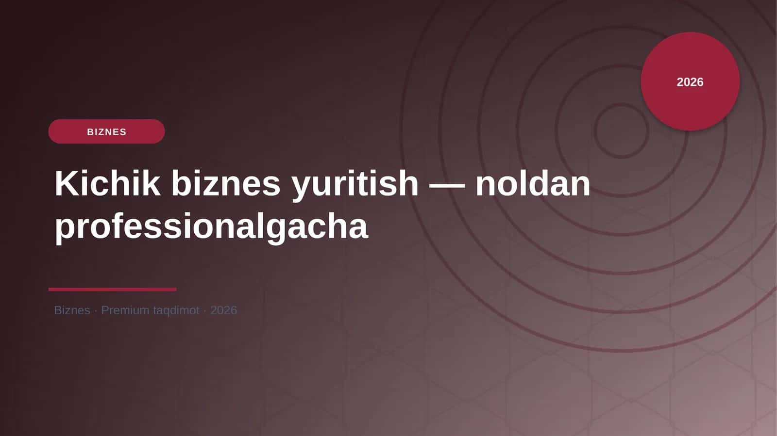 Kichik biznes yuritish — noldan professionalgacha