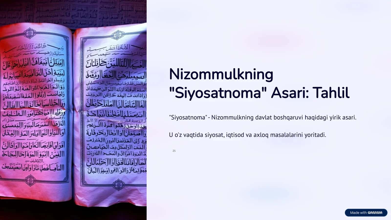 Nizommulkning "Siyosatnoma" Asari: Tahlil