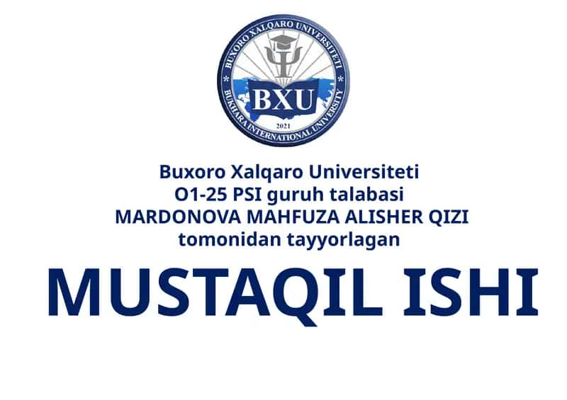KAYFIYATNING UMUMIY TAVSIFI VA UNING TUZILISHI