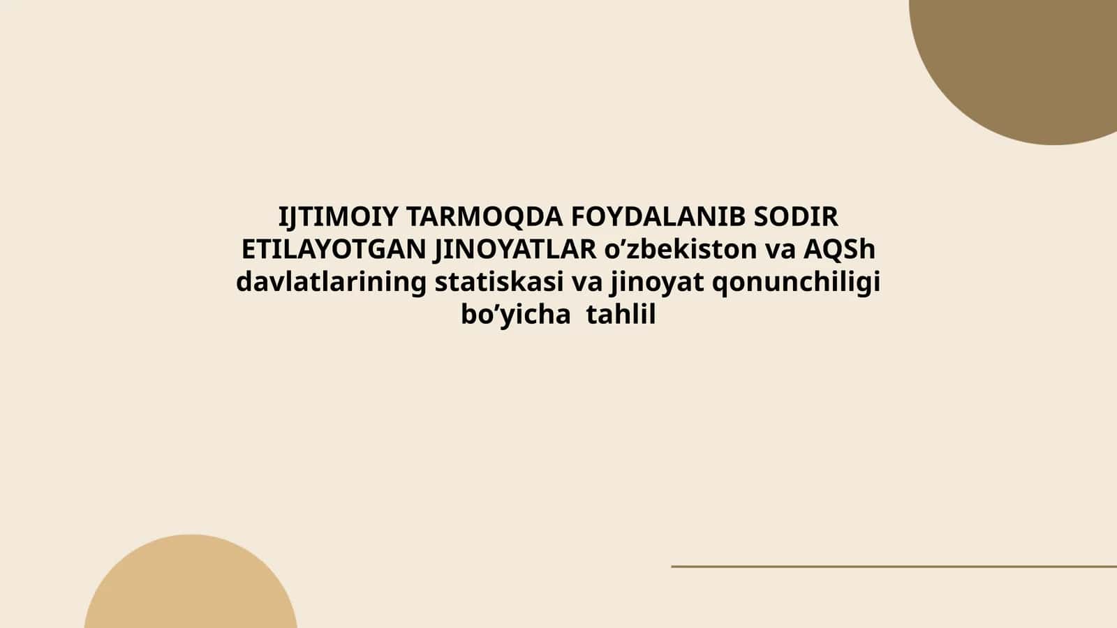 IJTIMOIY TARMOQDA FOYDALANIB SODIR ETILAYOTGAN JINOYATLAR