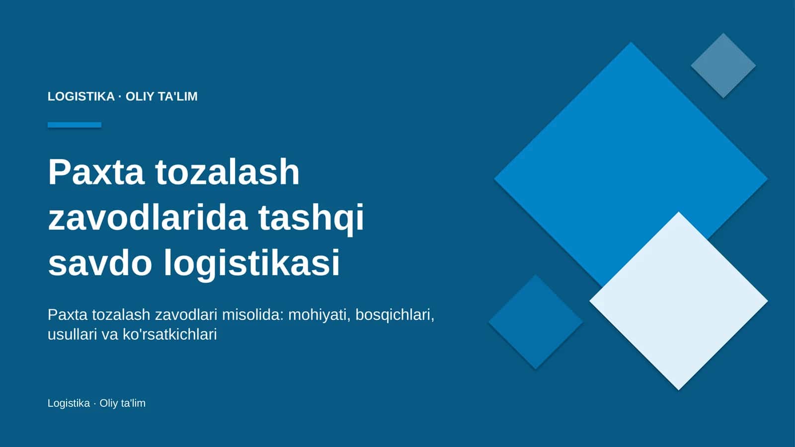 paxta tozalash zavodlarida tashqi savdo logistikasi 5219