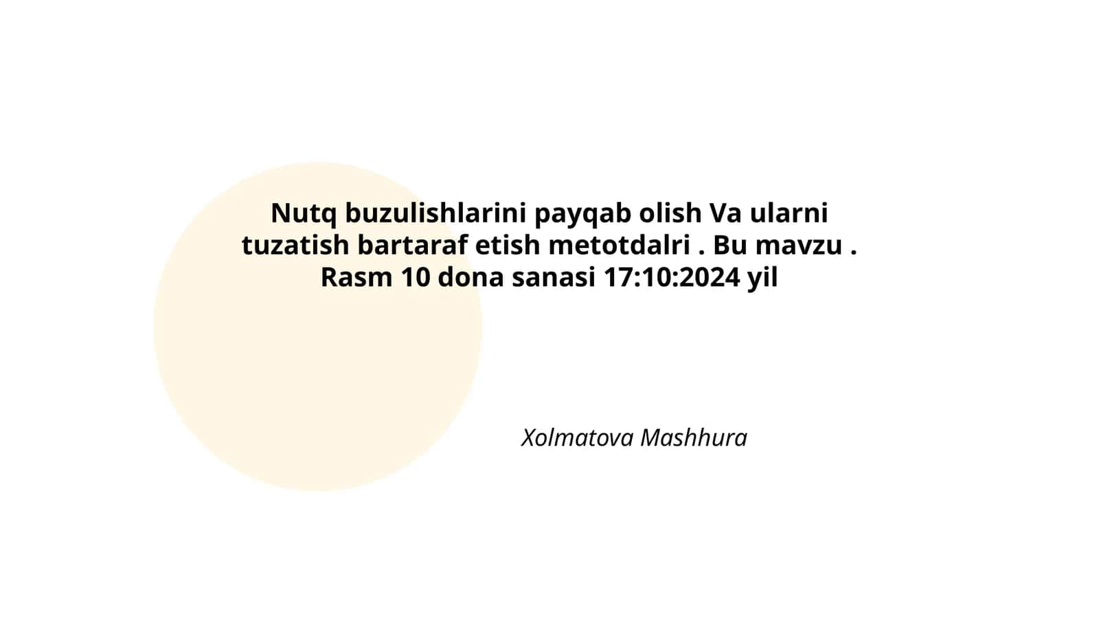 Nutq buzulishlarini payqab olish Va ularni tuzatish bartaraf etish metotdalri