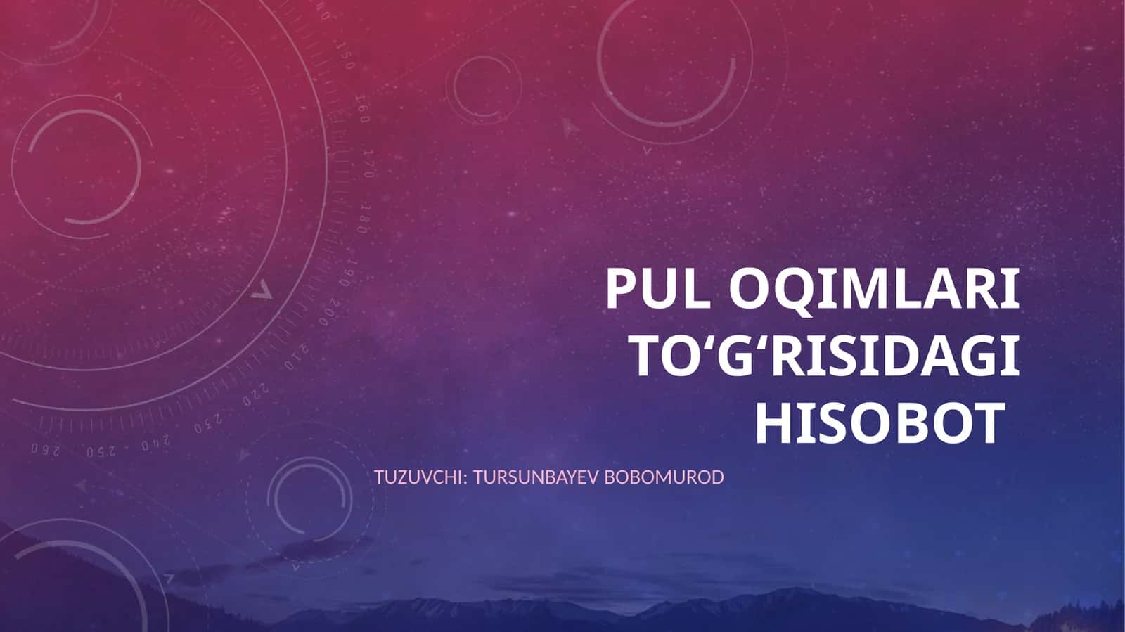Pul Oqimlari To'g'risidagi Hisobot