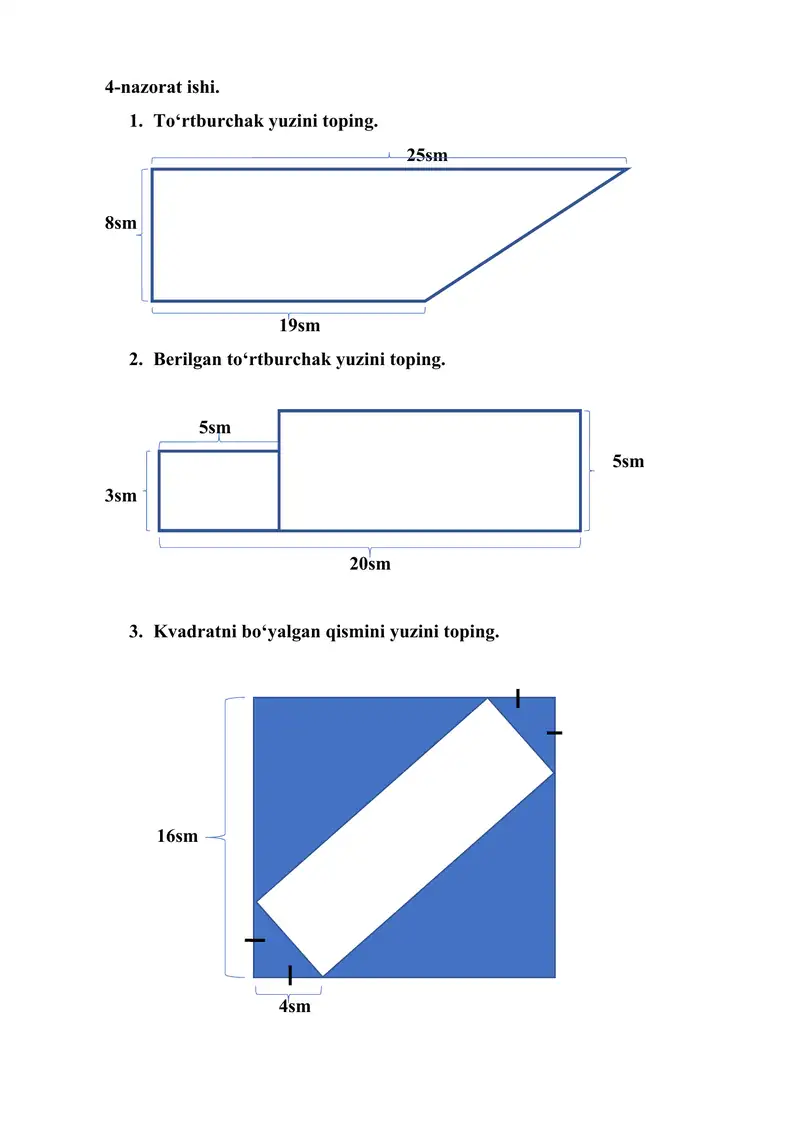 5-sinf matematika 4-nazorat ishi