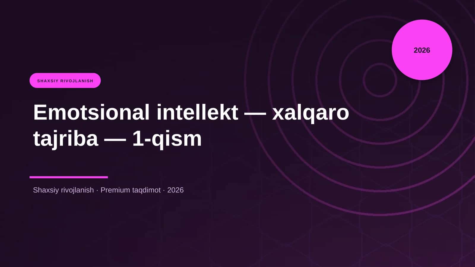 Emotsional intellekt — xalqaro tajriba — 1-qism