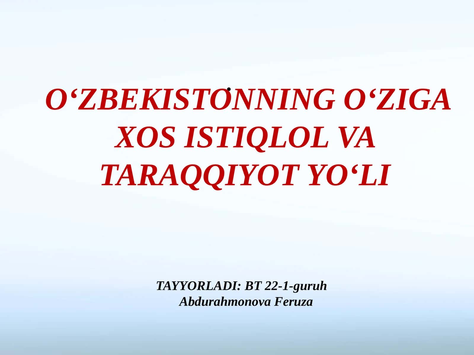 TARAQQIYOTNING O'ZBEK MODELI VA UNING O'ZIGA XOS XUSUSIYATLATI