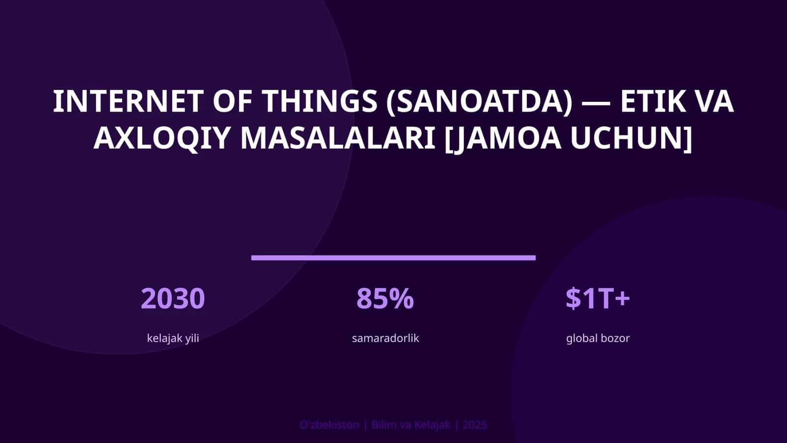 INTERNET OF THINGS (SANOATDA) — ETIK VA AXLOQIY MASALALARI [JAMOA UCHUN]