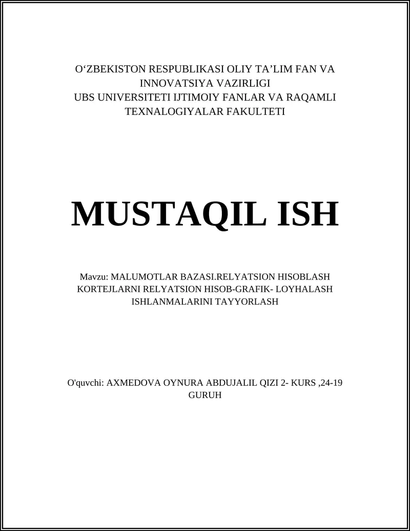 Relyatsion ma'lumotlar bazasi