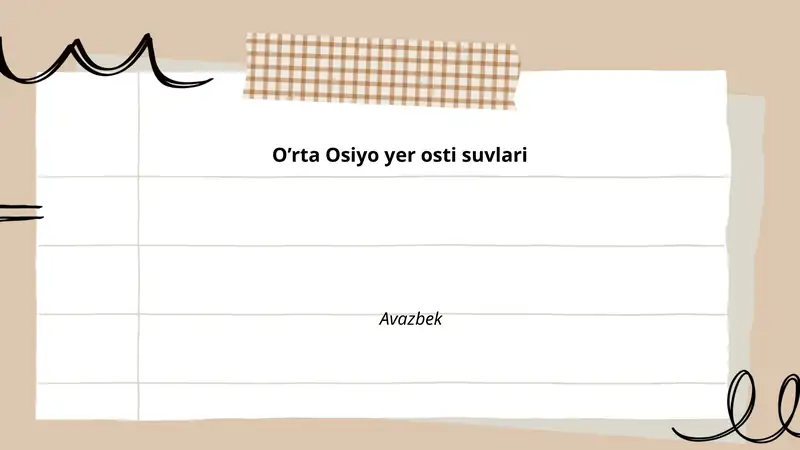 O'rta Osiyo yer osti suvlari