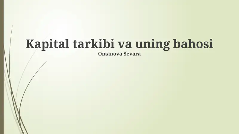 Moliyaviy qarorlar va kapital tuzilmasi