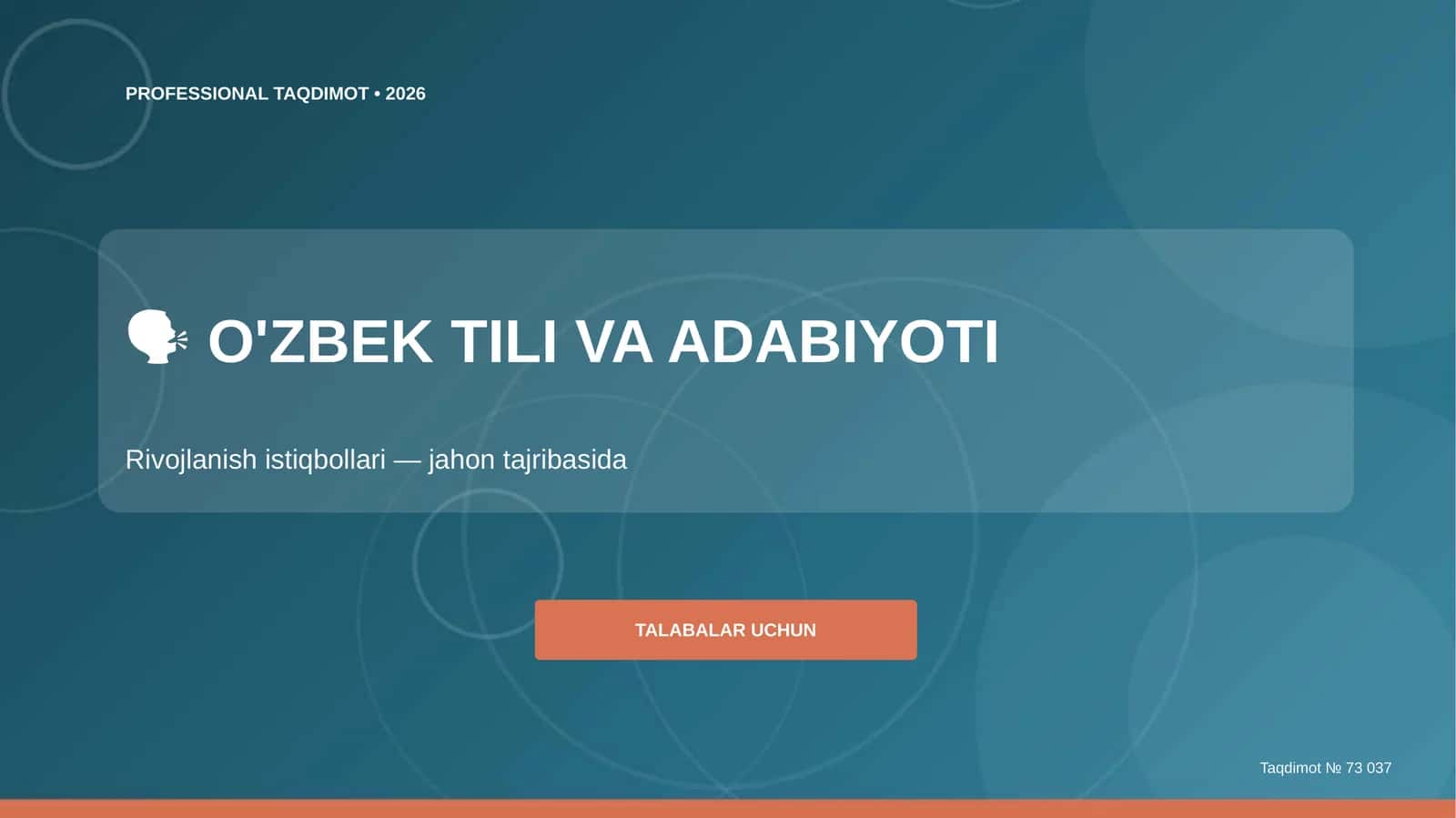 O'ZBEK TILI VA ADABIYOTI