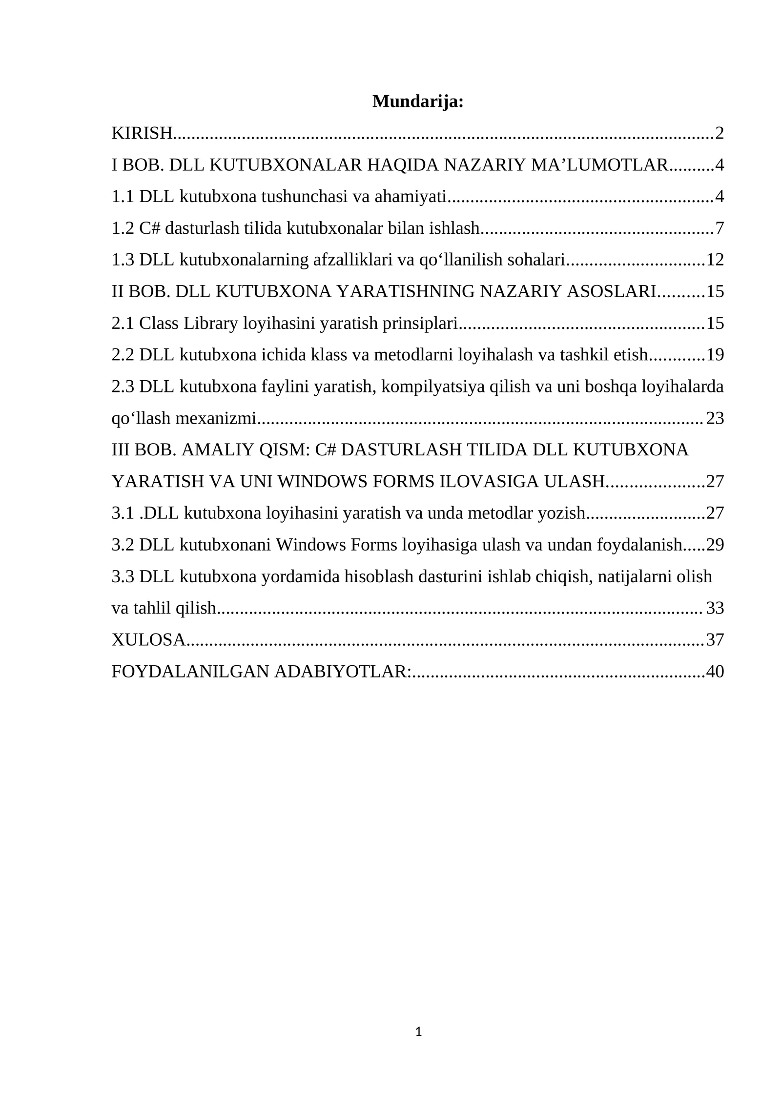 DLL KUTUBXONA YARATISH VA UNI WINDOWS FORMS ILOVASIGA ULASH