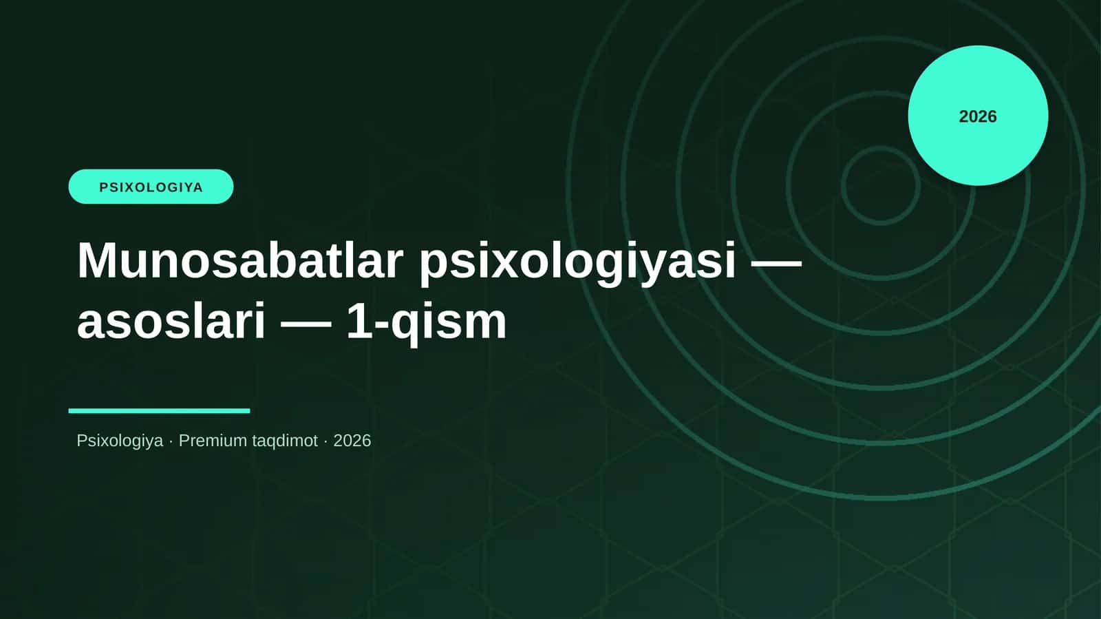Munosabatlar psixologiyasi — asoslari — 1-qism