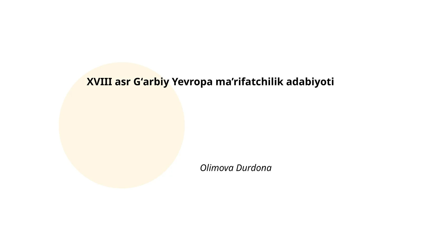 XVIII asr Gʻarbiy Yevropa ma’rifatchilik adabiyoti