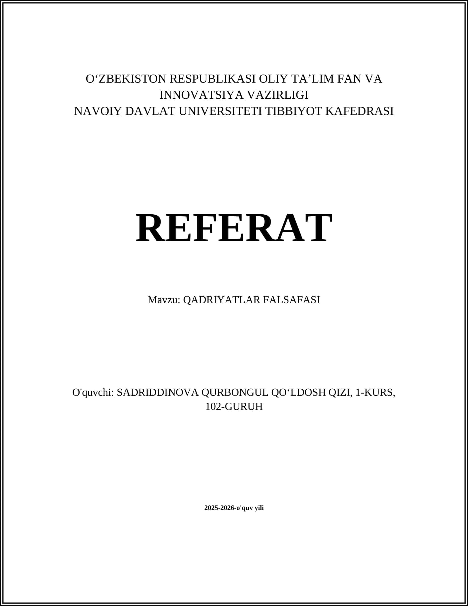 QADRIYATLAR FALSAFASI