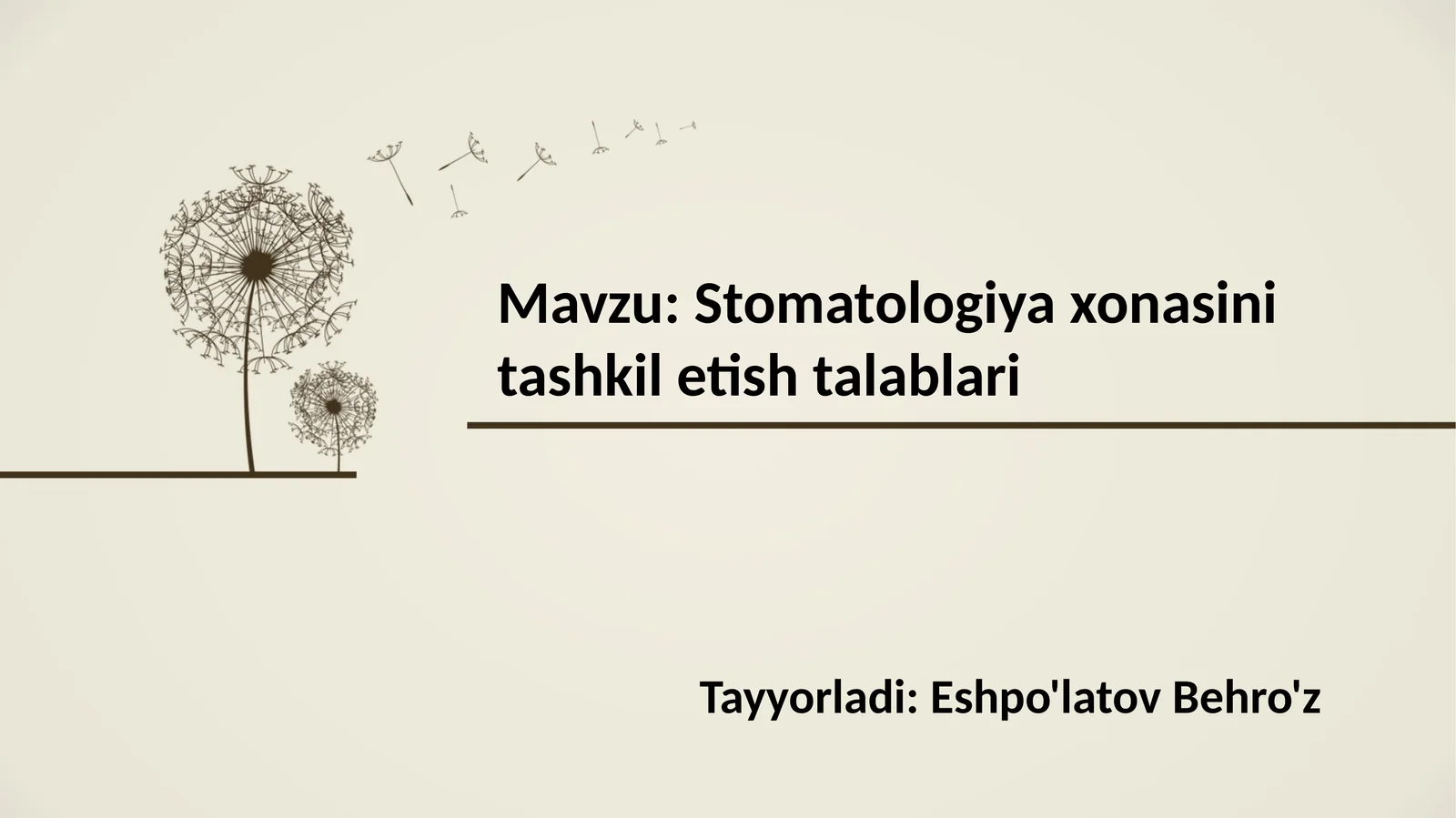 Stomatologiya xonasini tashkil etishtalablari