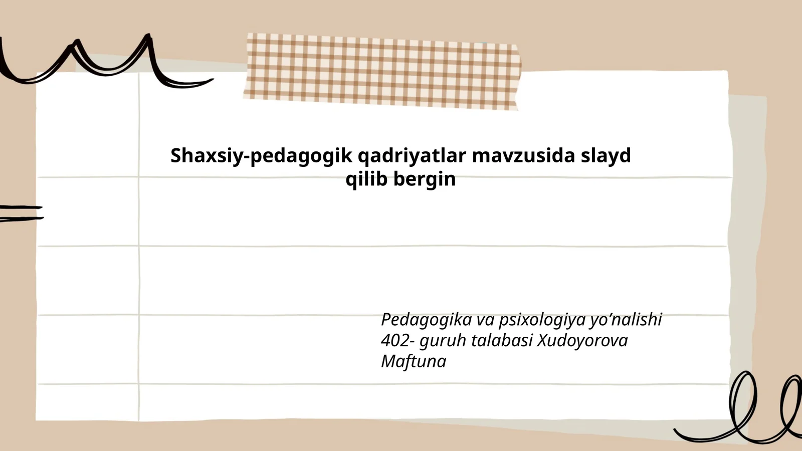 Shaxsiy-pedagogik qadriyatlar