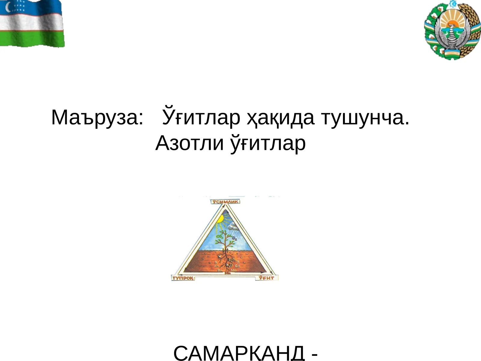 Оқиқатлар ҳақида тушунча. Азотли ўғитлар