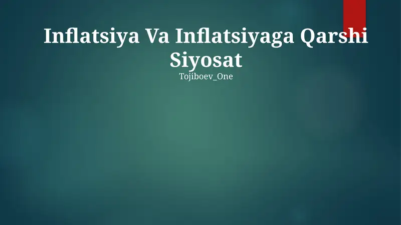 Inflyatsiya Va Inflyatsiyaga Qarshi Siyosat