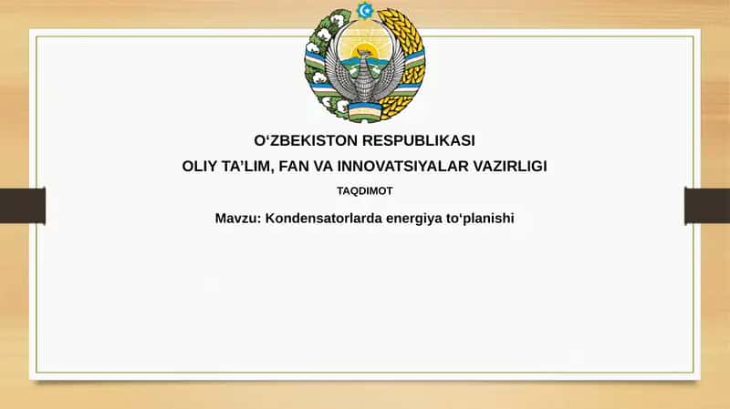 Kondensatorlardaenergiyato‘planishi