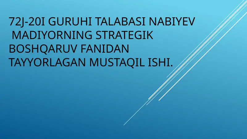 STRATEGIK BOSHQARUV-MOHIYATI VAZIFALARI