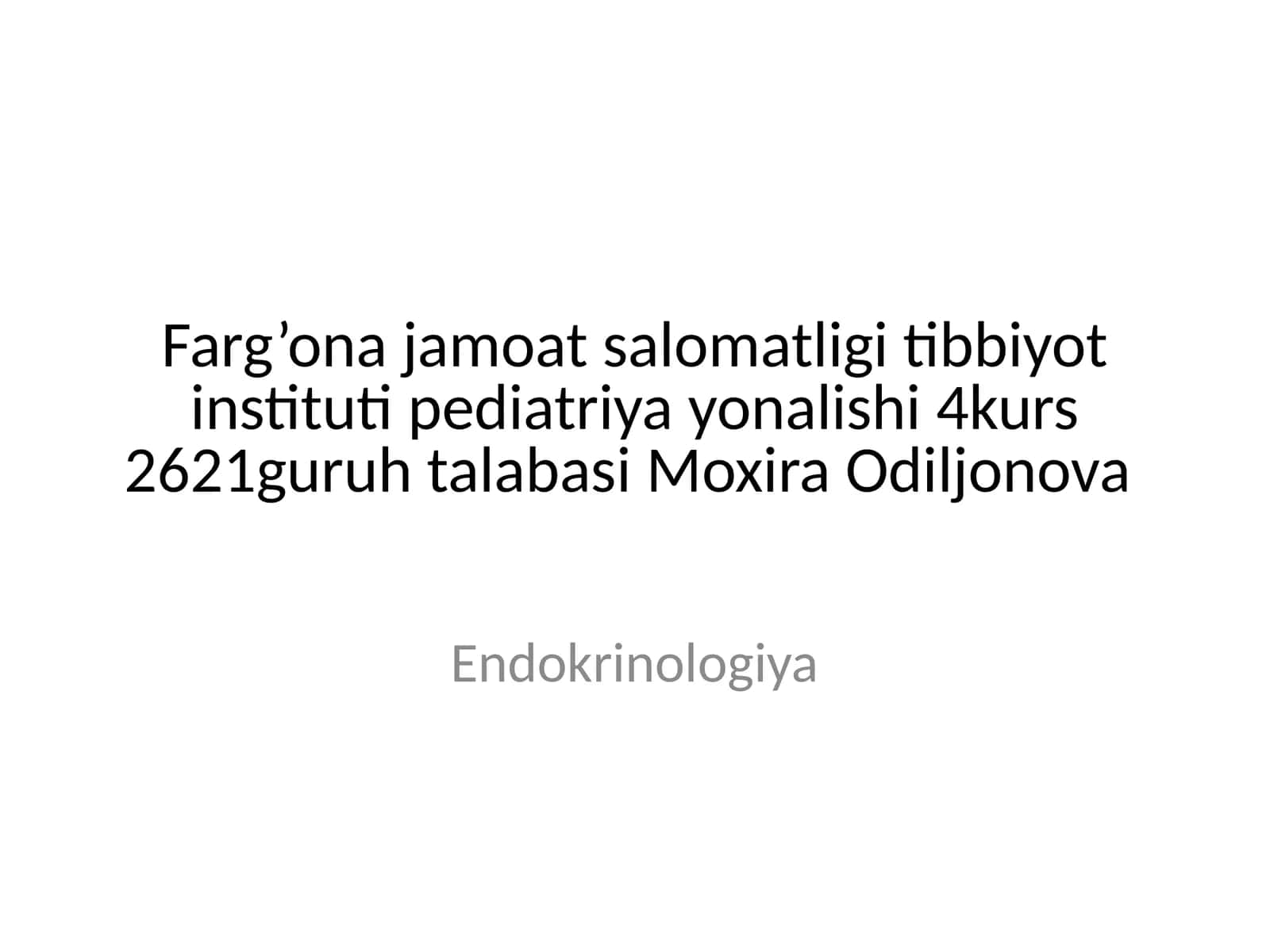 Endokrinologiya darsi