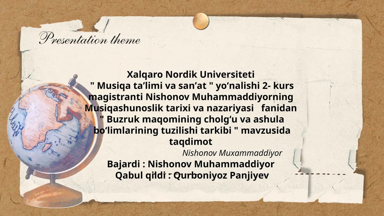 Buzruk maqomining cholgʻu va ashula boʻlimlarining tuzilishi tarkibi