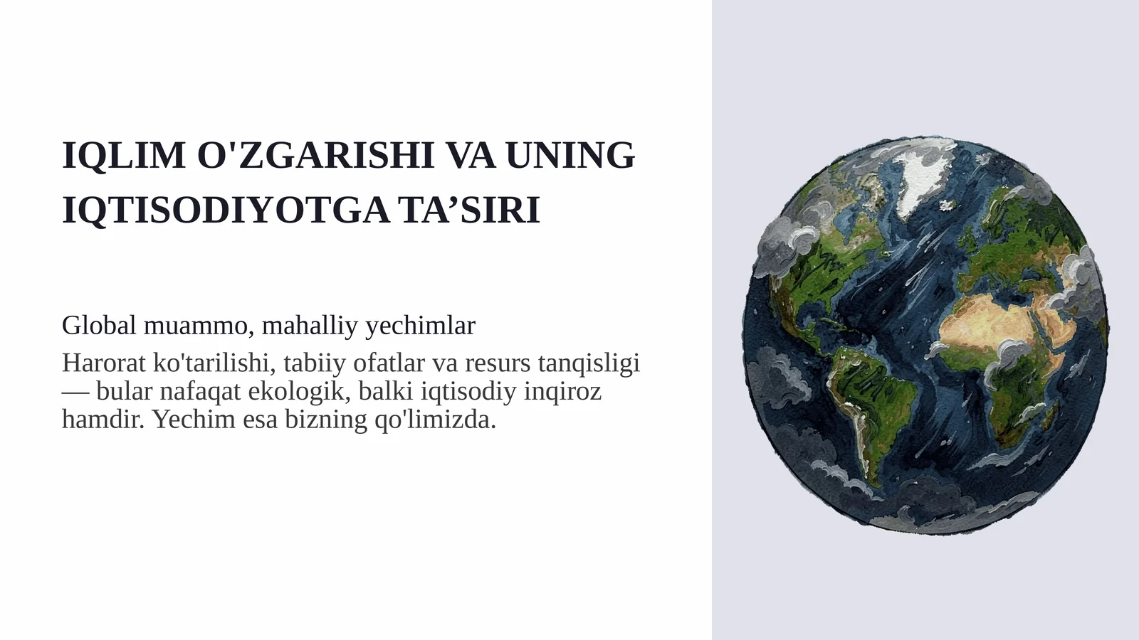 Iqlim o'zgarishi va uning iqtisodiyotga ta'siri